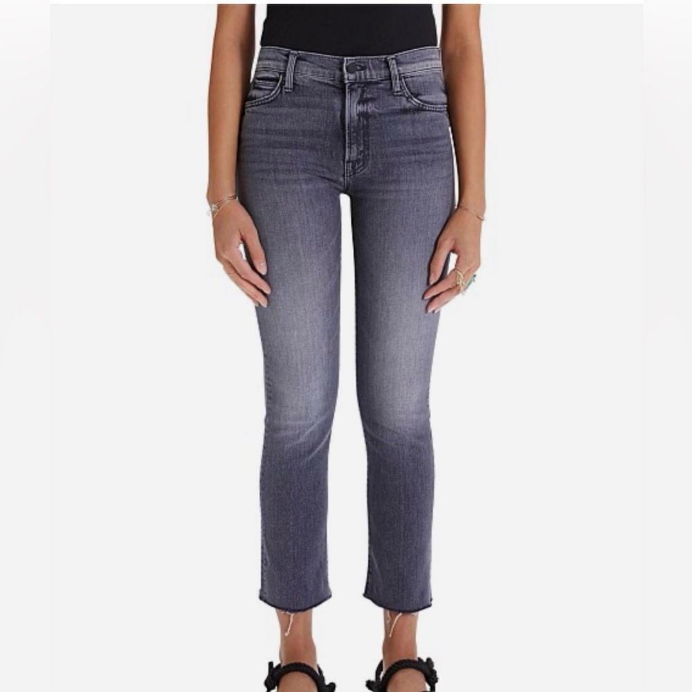 MOTHER grey  Black Women's Jeans 29 rascal ankle fray stitching in the dark